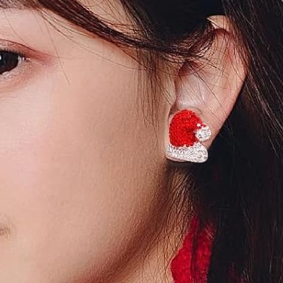 Santa Hat Stud Earrings - Picture 4 of 5